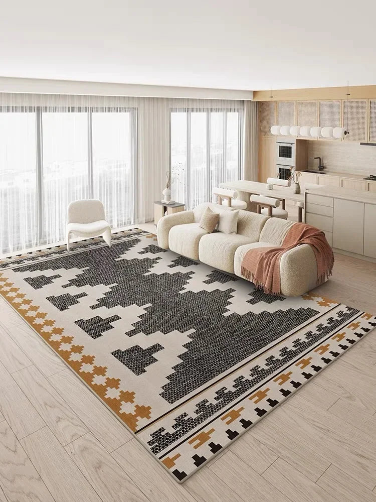 VIKAMA French Vintage Loop Pile Carpet Light Luxury Modern High-class Cream Style Home Bedroom Bedside Mat Coffee Table Rug